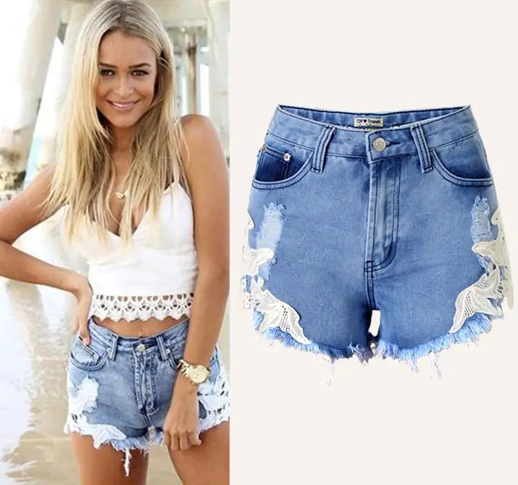 High Waist Lace Boho Beach Resort Ladies Shorts