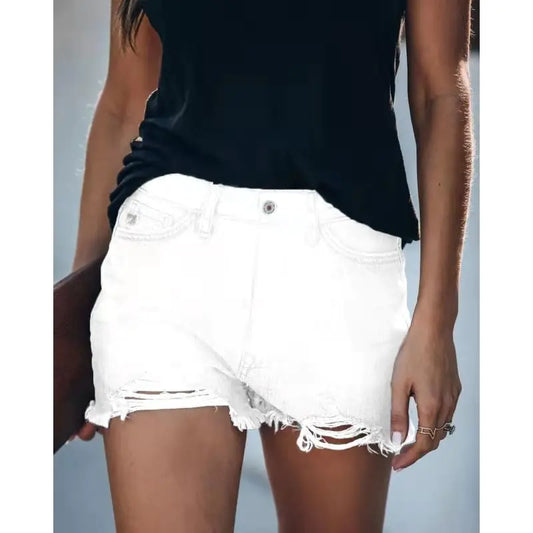 Ripped Fringed Sexy Denim Shorts