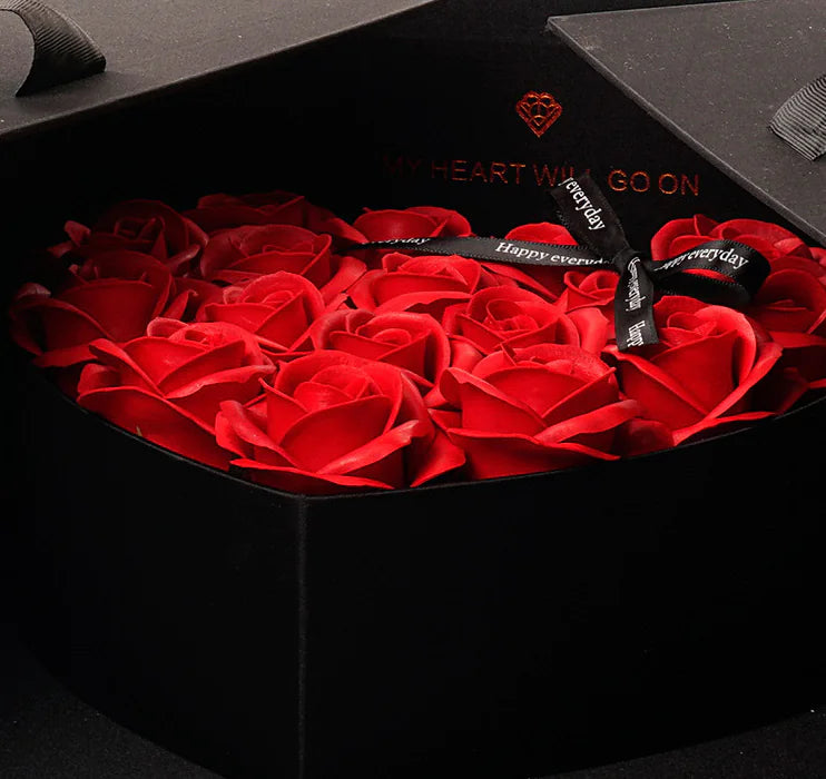 Soap Flower Gift Box with Artificial Roses and Preserved Flowers