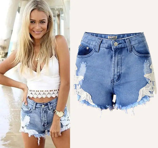 High Waist Lace Boho Beach Resort Ladies Shorts