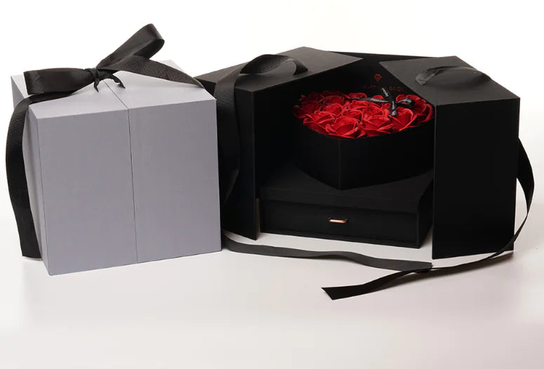 Soap Flower Gift Box with Artificial Roses and Preserved Flowers
