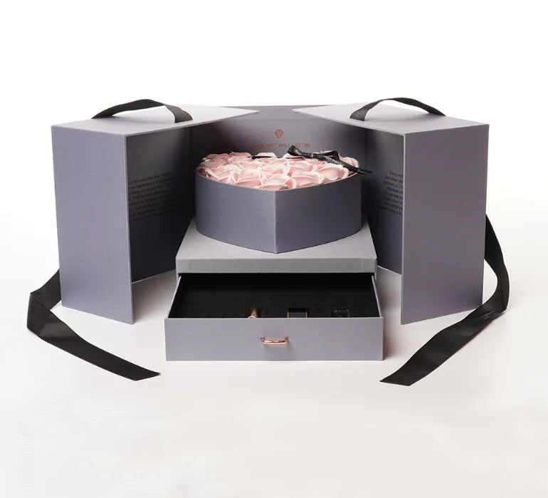 Soap Flower Gift Box with Artificial Roses and Preserved Flowers