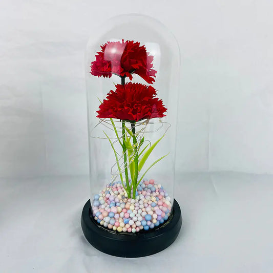 LED Glass Dome Faux Gold Foil Rose Eternal Flower