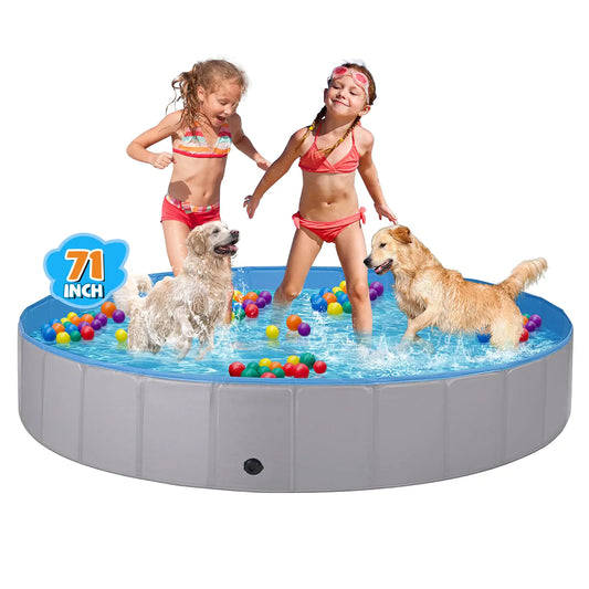 Jecoo Dog Pool for Large Dogs Kiddie Pool Hard Plastic Professional Dog Bathing Tub Kids Swimming Pool for Pets and Dogs
